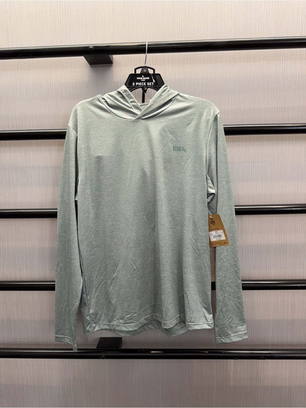 Eddie Bauer 2 PC Light Green Long-Sleeve Hooded Swim Shirt and Swim Trunk